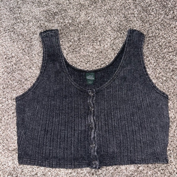Wild fable grey ribbed button down crop tank - Picture 2 of 2
